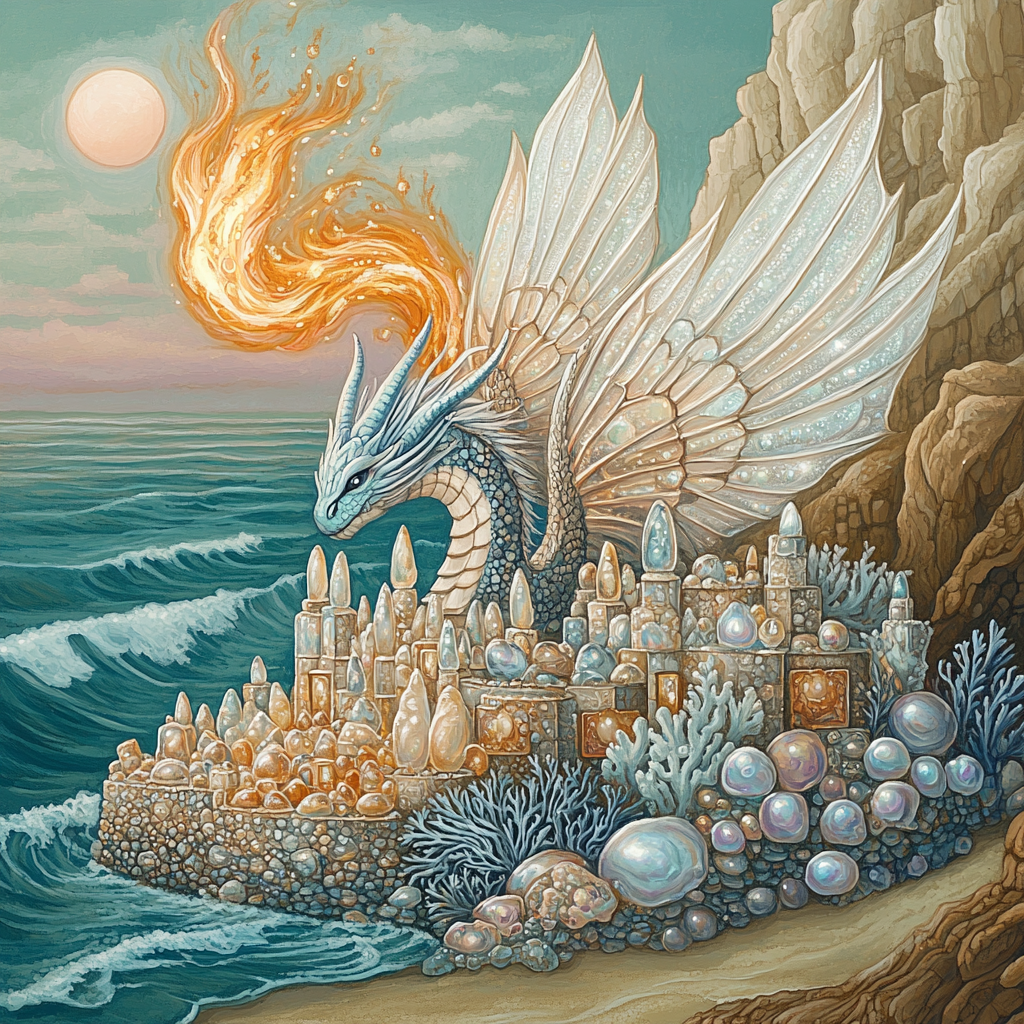 Sea Glass Citadel With Dragon Guardian Paint by numbers kits