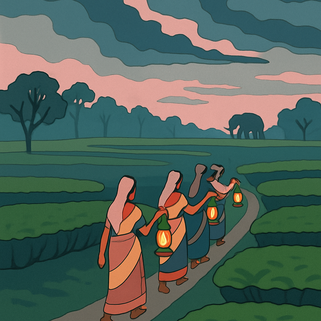 India Monsoon Tea Garden Night Parade paint by number