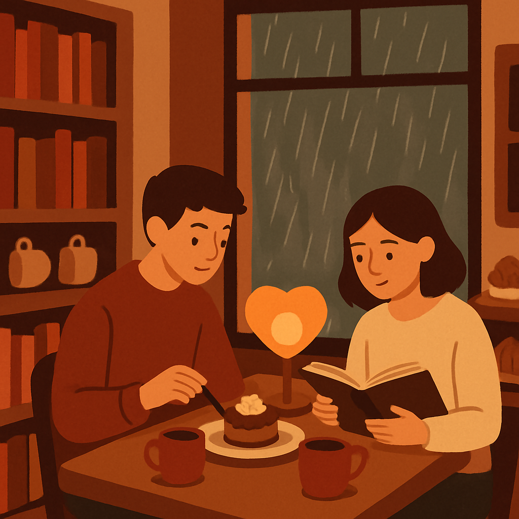 Valentines Day Bookstore Cafe Rainy Window painting number kit
