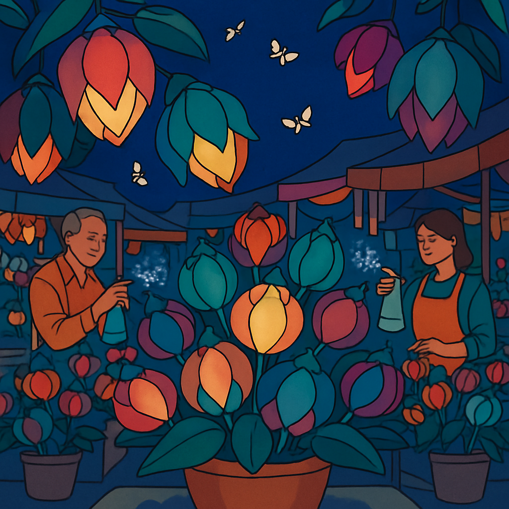 Night Market Lantern Flowers Numbered painting kits