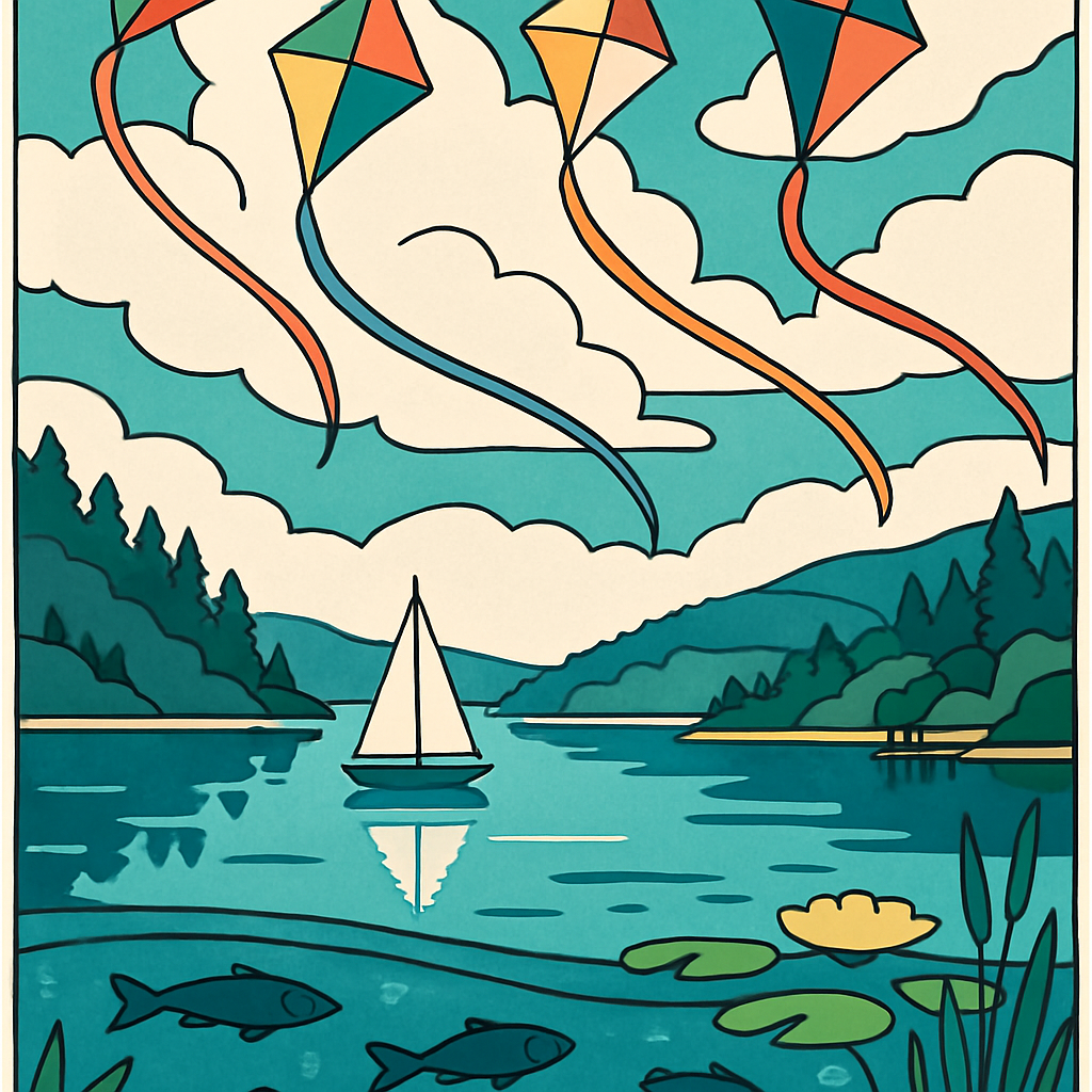 Mirror Kite Festival At The Lake paint by color