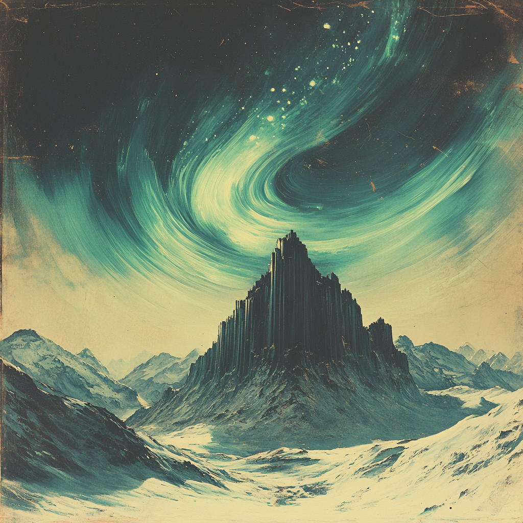 Michelangelo Inspired Aurora Folded Over Basalt Ridge paint by number