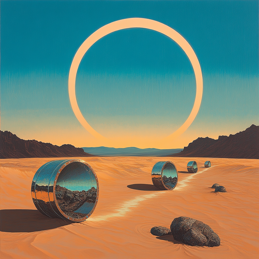 Salvador Dali Inspired Desert Eclipse Clockwork Number painting