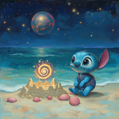 Stitch Galaxy Sandcastle Surprise paint by numbers