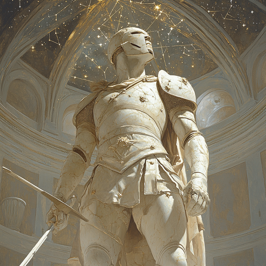 Michelangelo Inspired Marble Warrior Under Star Vault Paint by numbers art