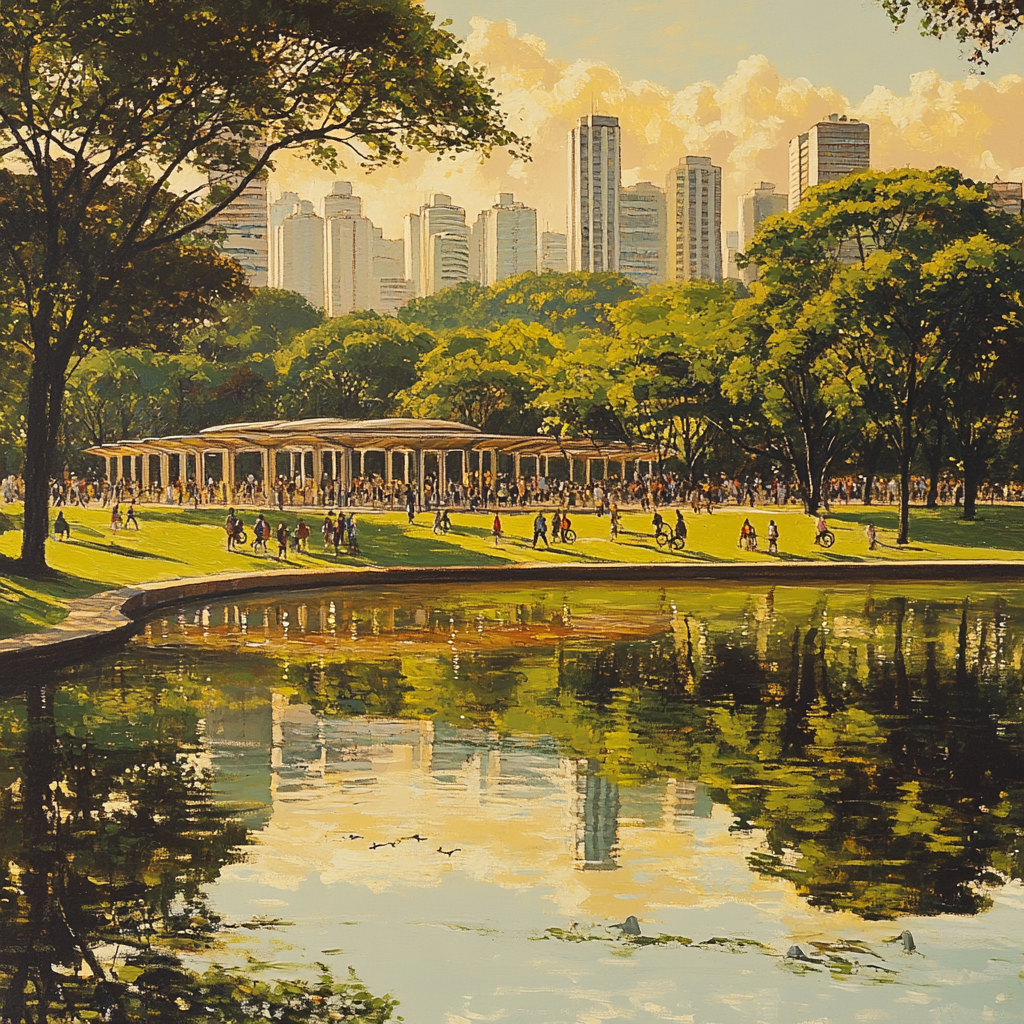 Lakefront Skyline At Parque Ibirapuera Sao Paulo Brazil paint by numbers