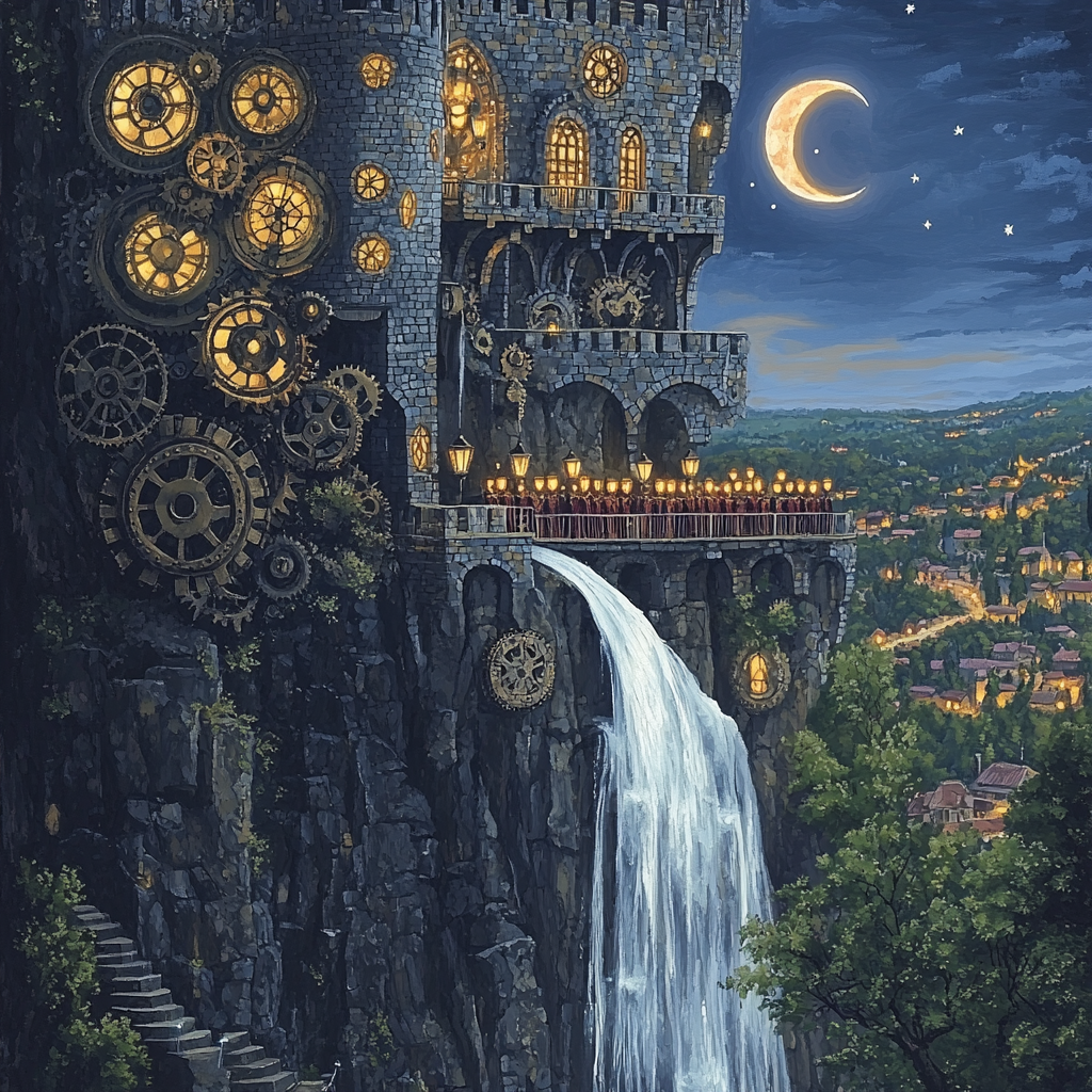 Clockwork Promenade With Castle Keep DIY paint by numbers