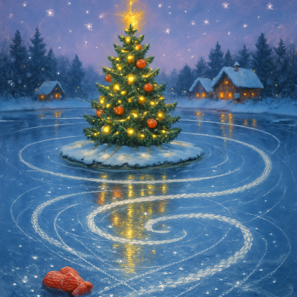 Ice Skate Ribbon Trail Around The Lake Tree Numbered painting kits
