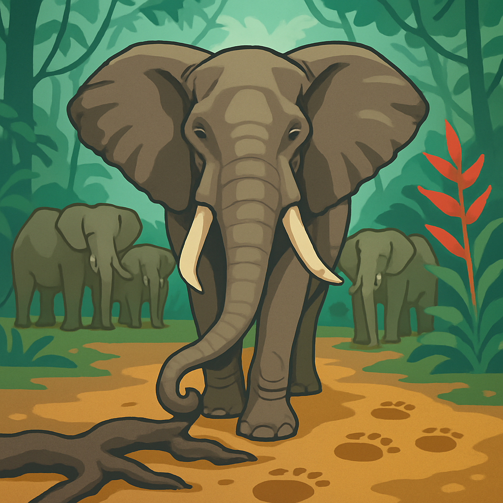 Canopy Echoes With Elephant Matriarch Number painting