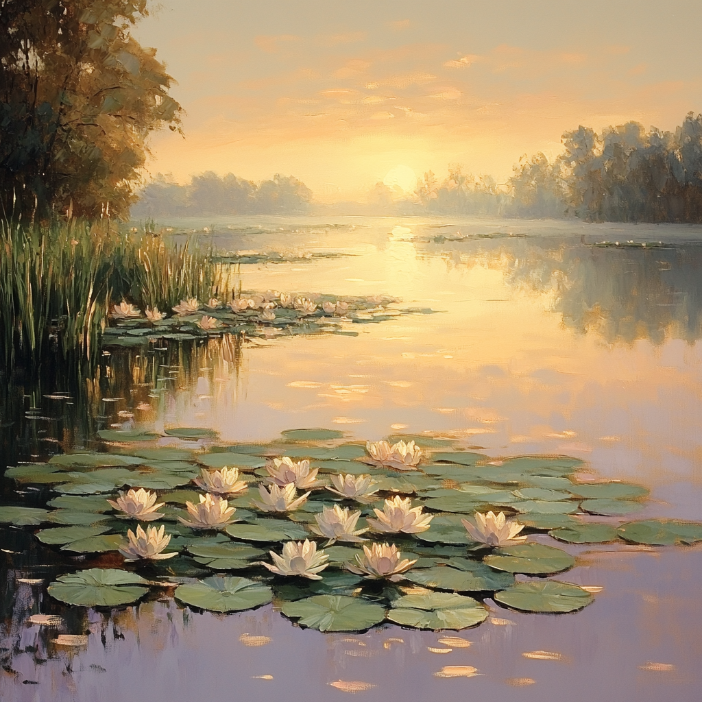 Claude Monet Inspired Water Lilies And Morning Mist paint by numbers