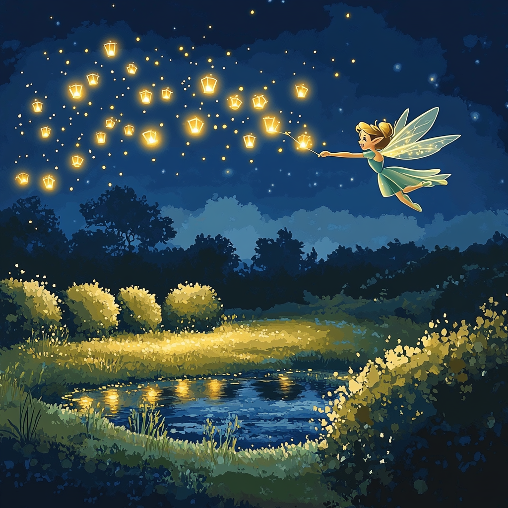 Tinker Bell Starlight Meadow Lanterns DIY paint by numbers