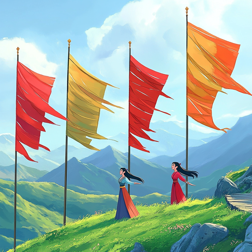 Mulan Mountain Wind Banner Practice painting number kit