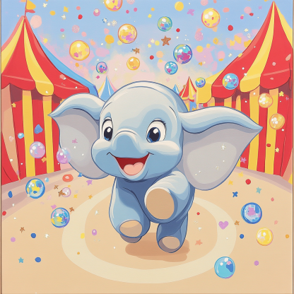 Dumbo Rainbow Bubble Parade paint by number
