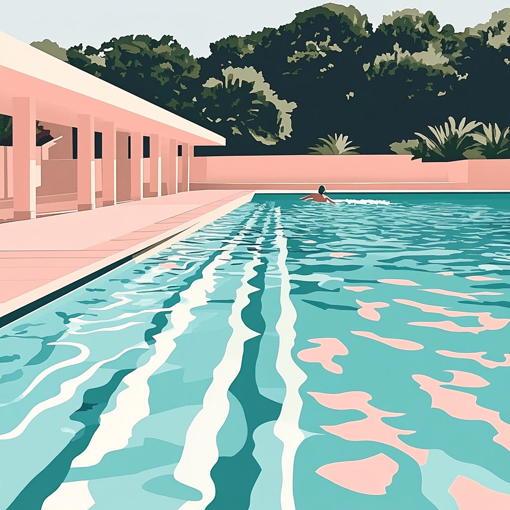 David Hockney Inspired Swimming Pool Afternoon paint by number