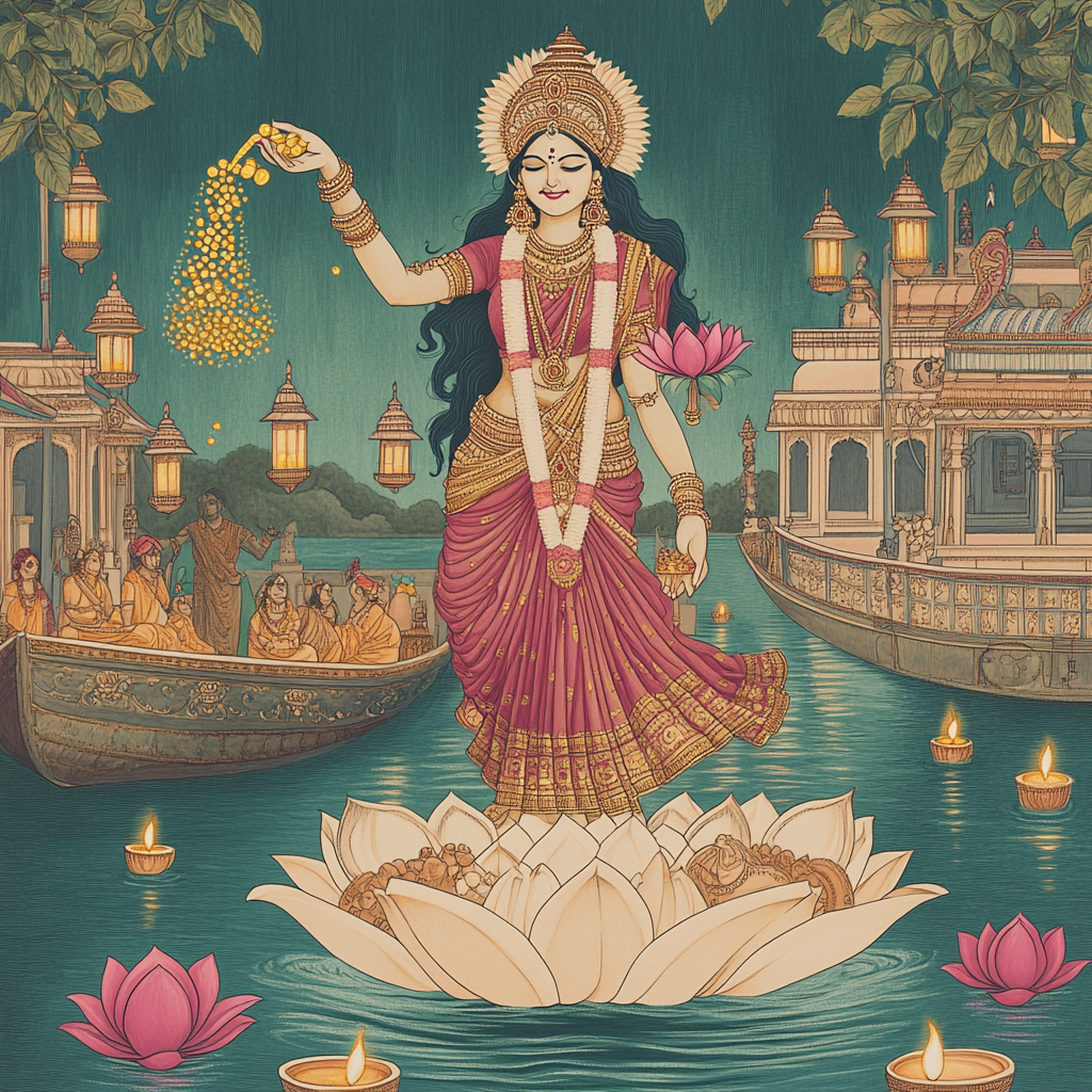 Riverboat Festival With Lakshmi Blessings painting number kit
