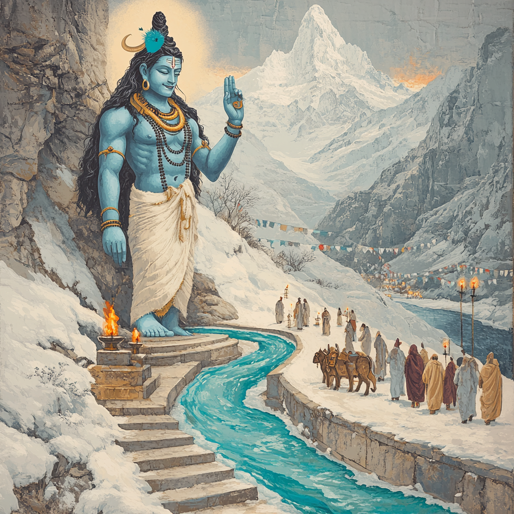 Glacier Pilgrimage With Shiva Crescent Halo paint by color