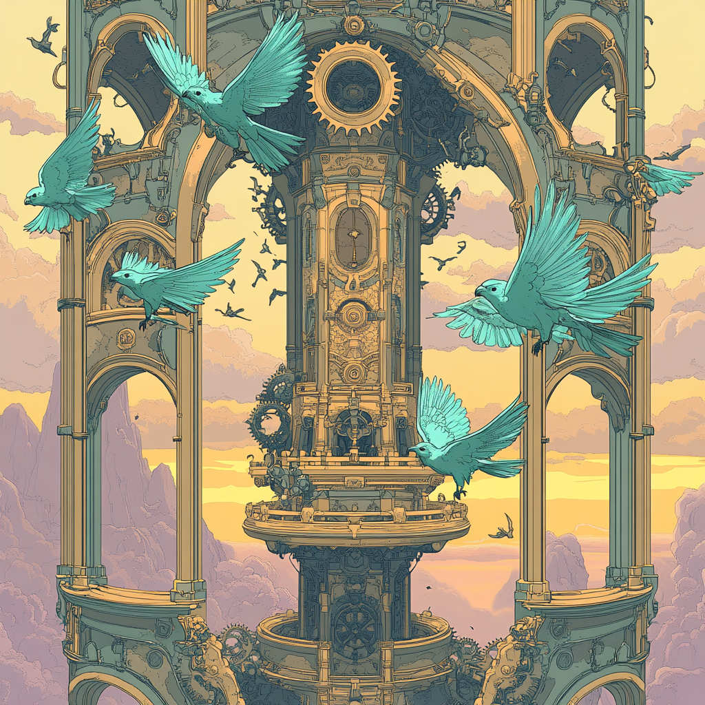 Clockwork Aviary With Castle Heart paint by numbers