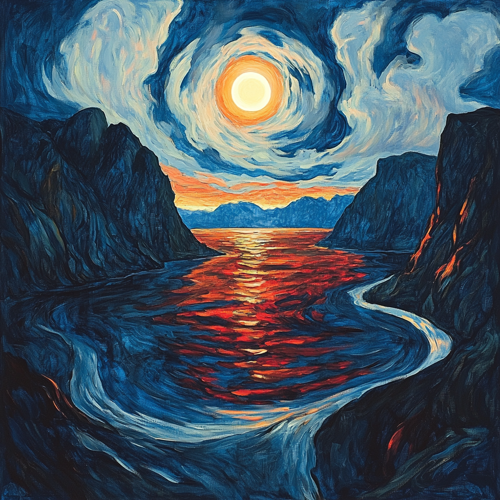 Edvard Munch Inspired Fjord Eclipse Resonance Numbered painting kits