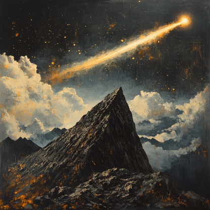 Francisco Goya Inspired Comet Glow Above Basalt Ridge paint by color