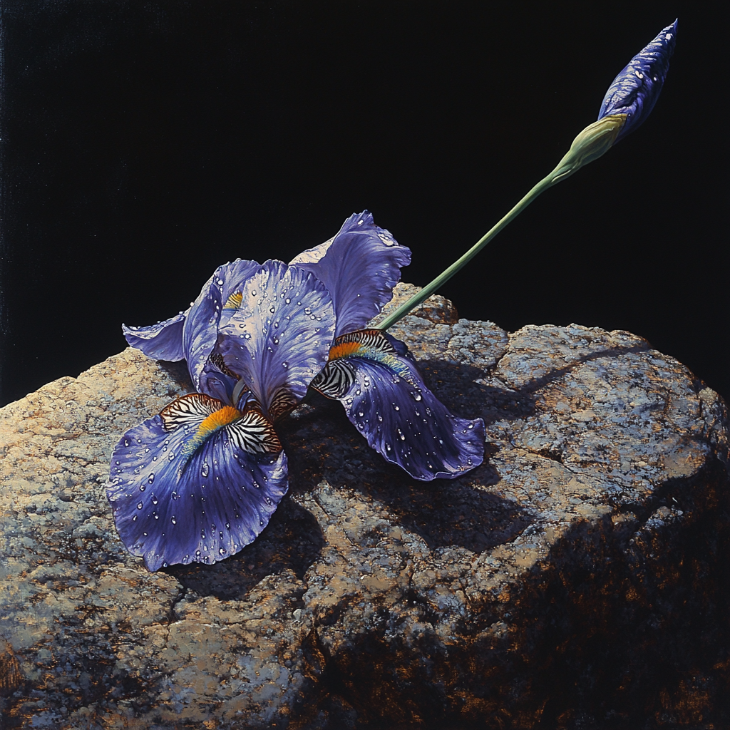 Caravaggio Inspired Stormglass Iris Petals In Shadow Paint by numbers art