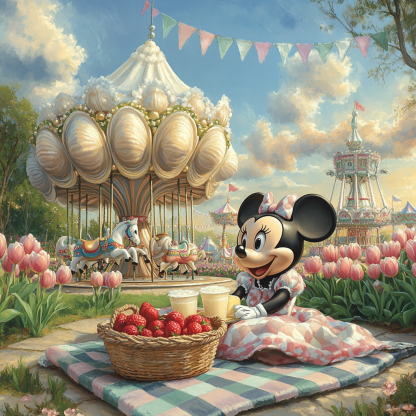 Minnie Mouse Candy Colored Carousel Picnic paint by color