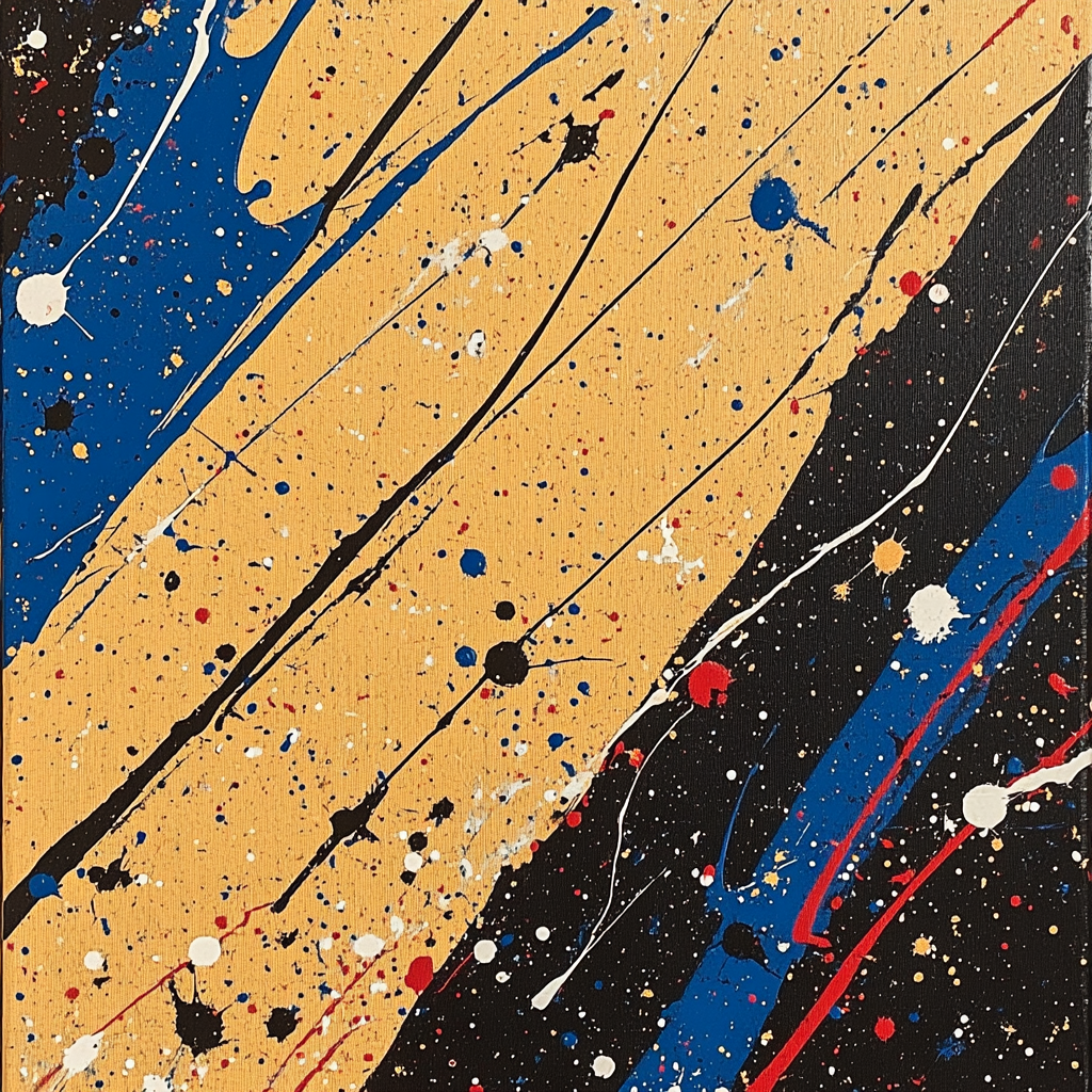 Jackson Pollock Inspired Monsoon Pressure Field In Ochre And Cobalt DIY paint by numbers