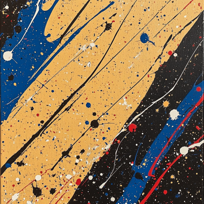 Jackson Pollock Inspired Monsoon Pressure Field In Ochre And Cobalt DIY paint by numbers
