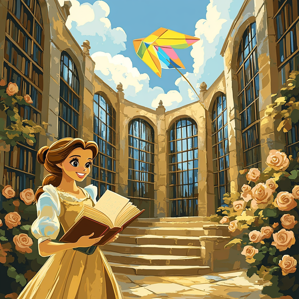 Belle Enchanted Library Kite Day Numbered painting kits