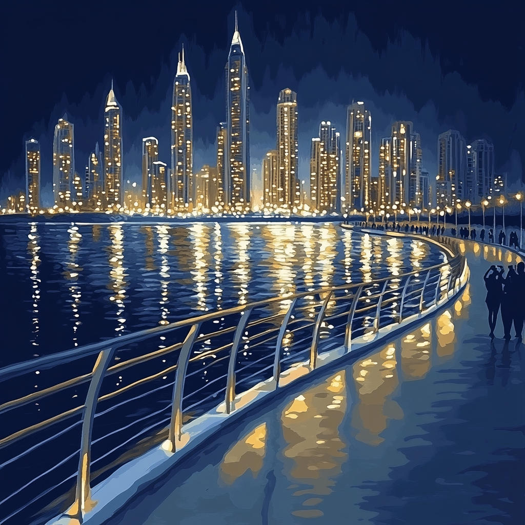 Skyline From Marina Bay Promenade - Singapore Paint by numbers art