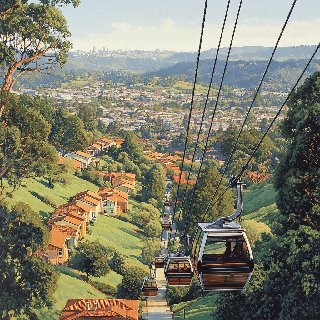Medellin Metrocable Over Green Hills - Medellin, Colombia Painting by numbers kit