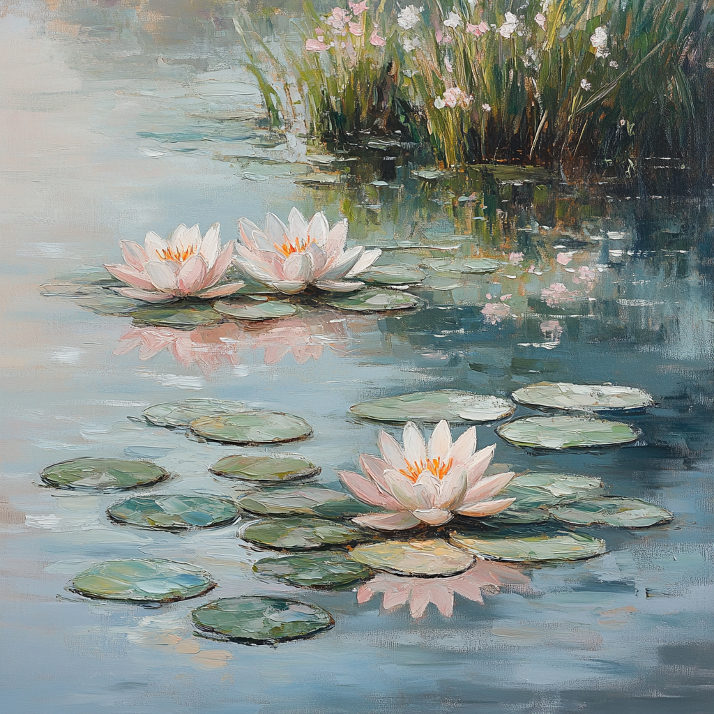 Claude Monet Inspired Waterlilies Under Pearl Rainlight paint by number