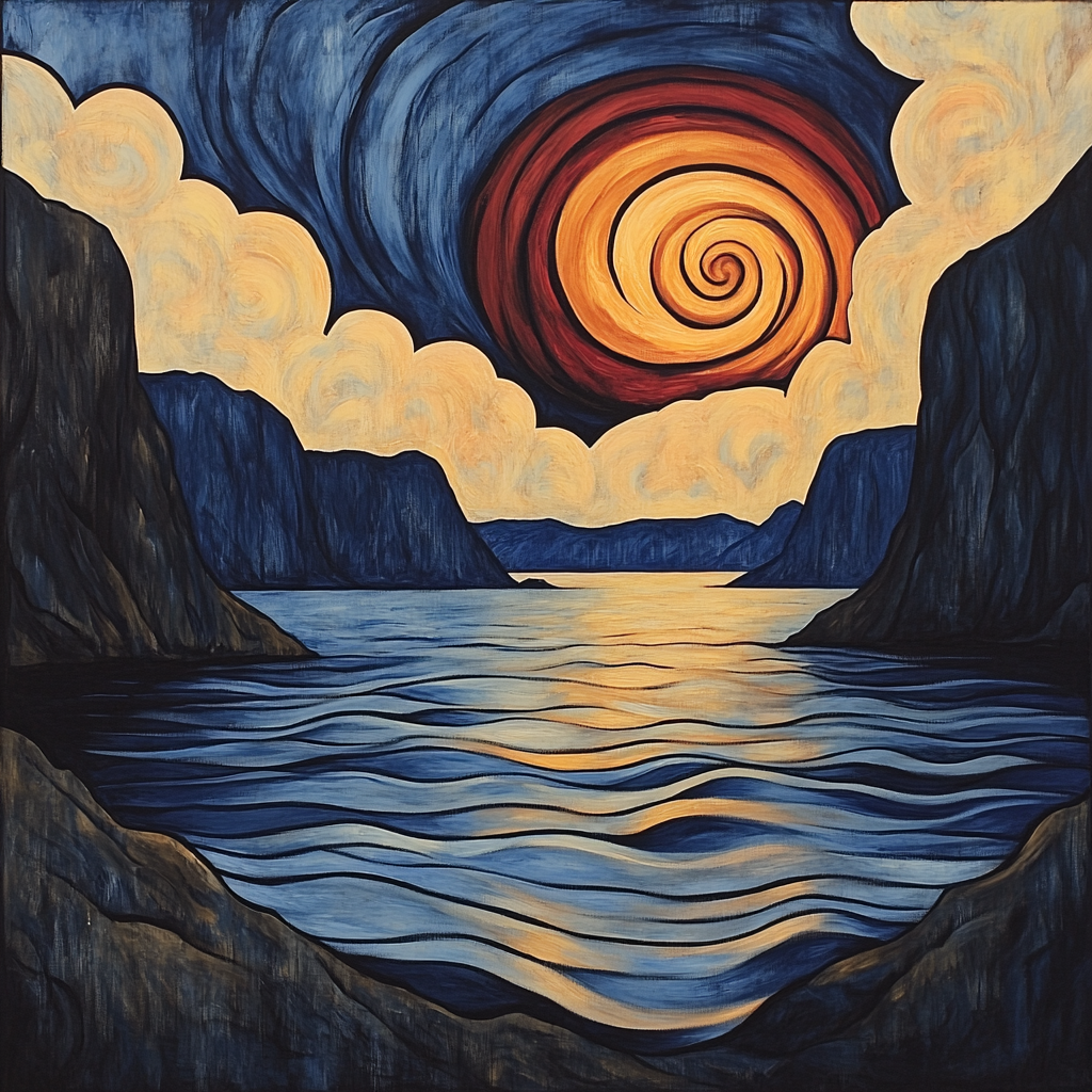 Edvard Munch Inspired Fjord Eclipse Over Trembling Water painting number kit