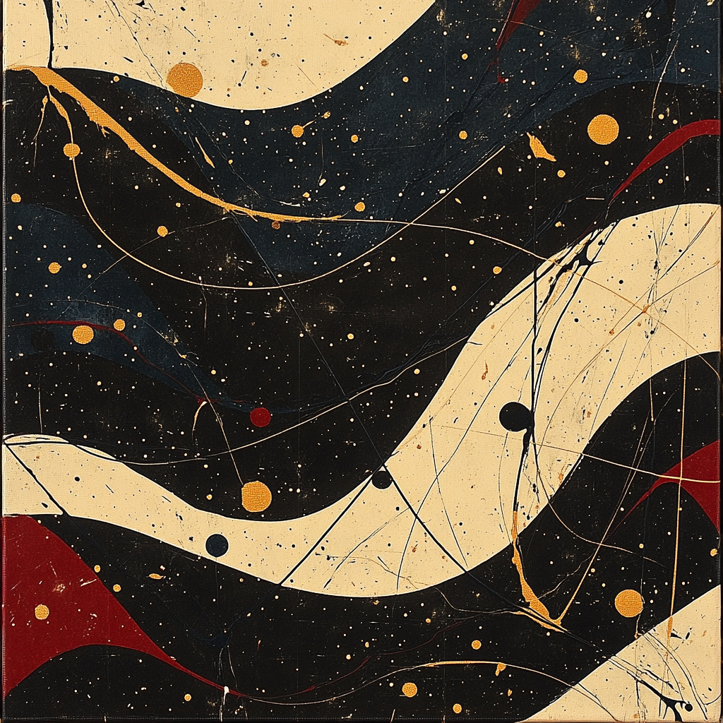 Jackson Pollock Inspired Eclipse Tidal Resonance Field Numbered painting kits