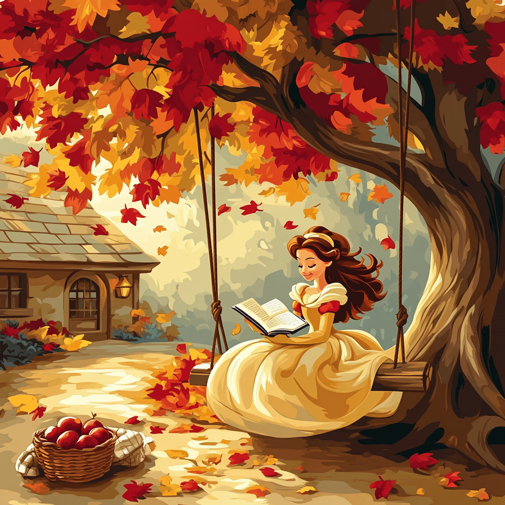 Belle Autumn Leaf Reading Nook Numbered painting kits