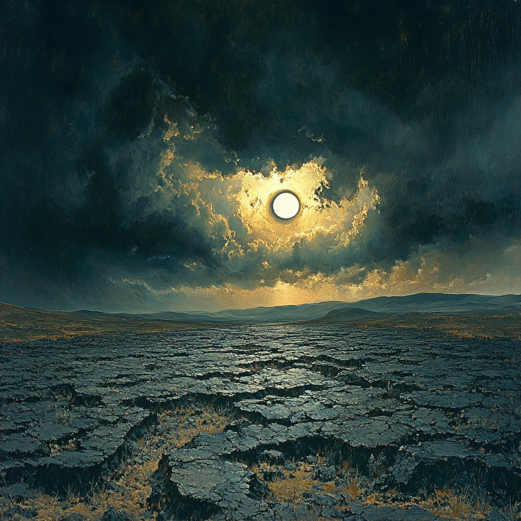Francisco Goya Inspired Eclipse Glow Over Basalt Wastes Number painting