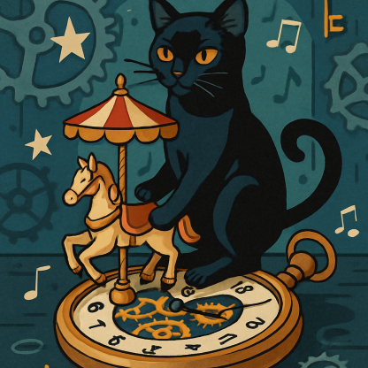Clockwork Carousel Cat Numbered painting kits