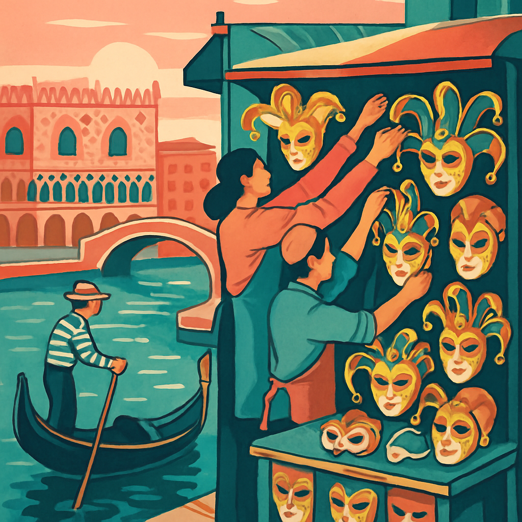 Mask Makers Of Venice At Dawn painting number kit