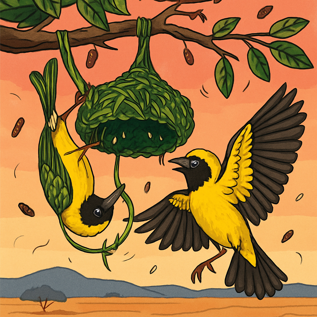 Crown Weaver Nest Birds Paint by numbers art