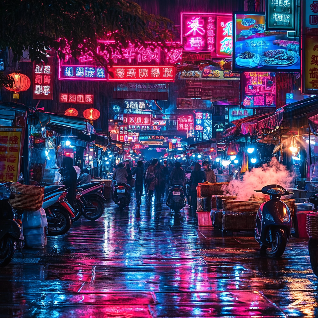 Night Market Glow At Shilin Night Market Taipei Taiwan Painting by numbers kit