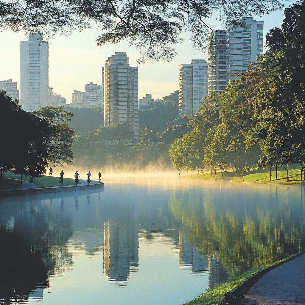 Modernist Calm At Ibirapuera Park Lake Sao Paulo Brazil painting number kit