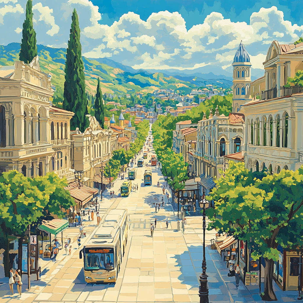 Mountain Framed Avenue At Liberty Square View Tbilisi Georgia DIY paint by numbers