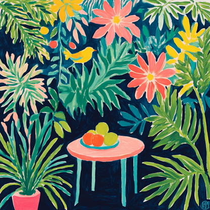 Henri Matisse Inspired Tropical Garden Cutouts Painting by numbers kit
