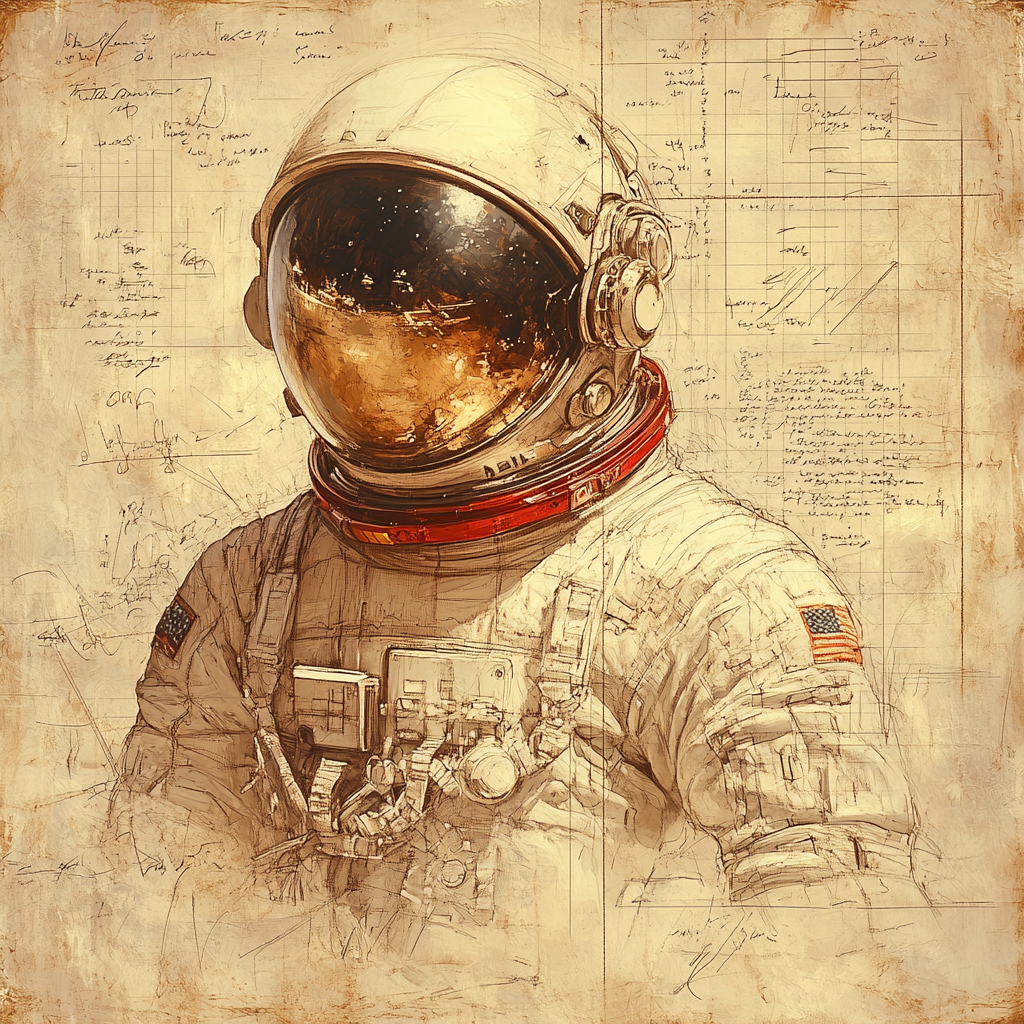 Leonardo Da Vinci Inspired Astronaut Renaissance Study Numbered painting kits