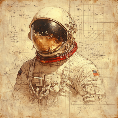 Leonardo Da Vinci Inspired Astronaut Renaissance Study Numbered painting kits