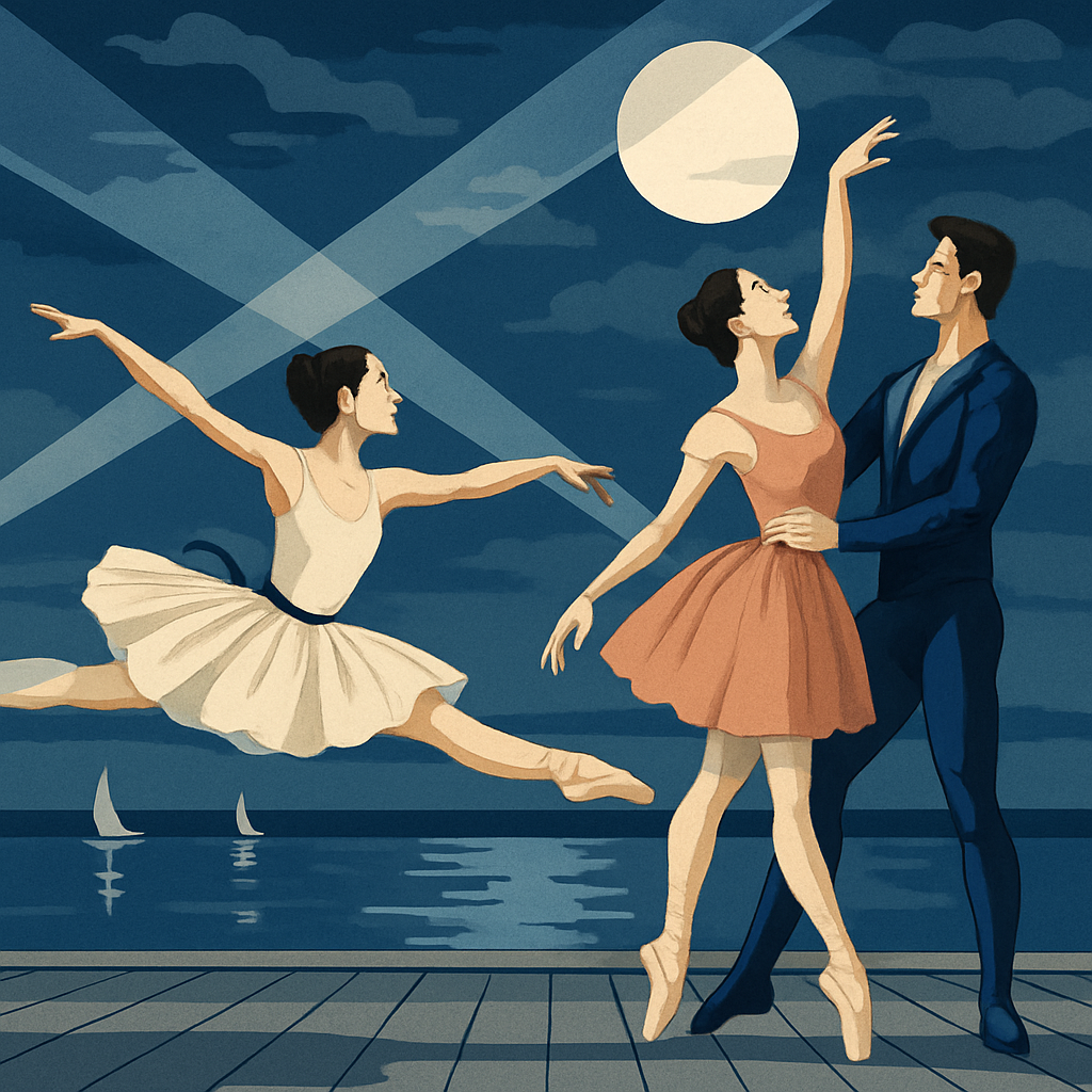 Lunar Marina With Ballet Silhouettes paint by numbers