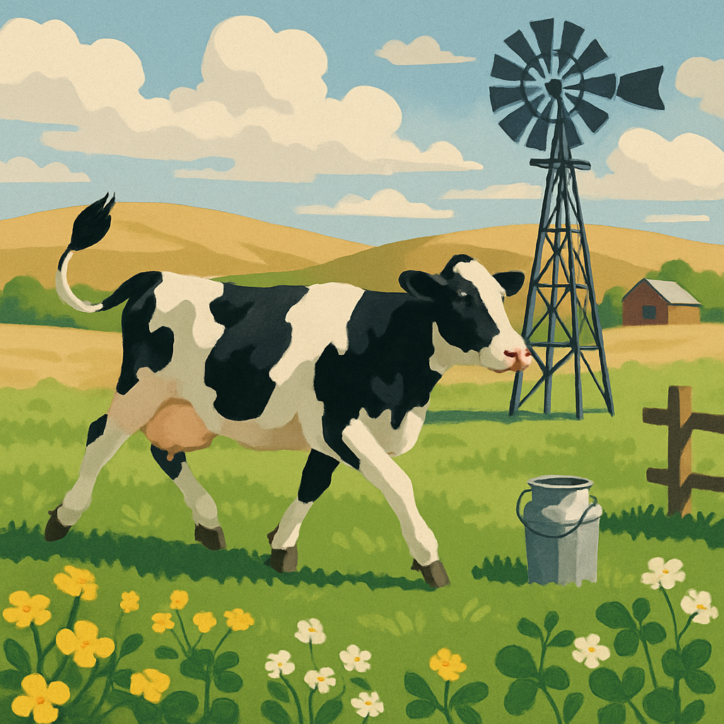 Windmill Shadow Cow Pasture DIY paint by numbers