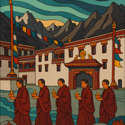 India Aurora Over Hemis Monastery Procession paint by numbers