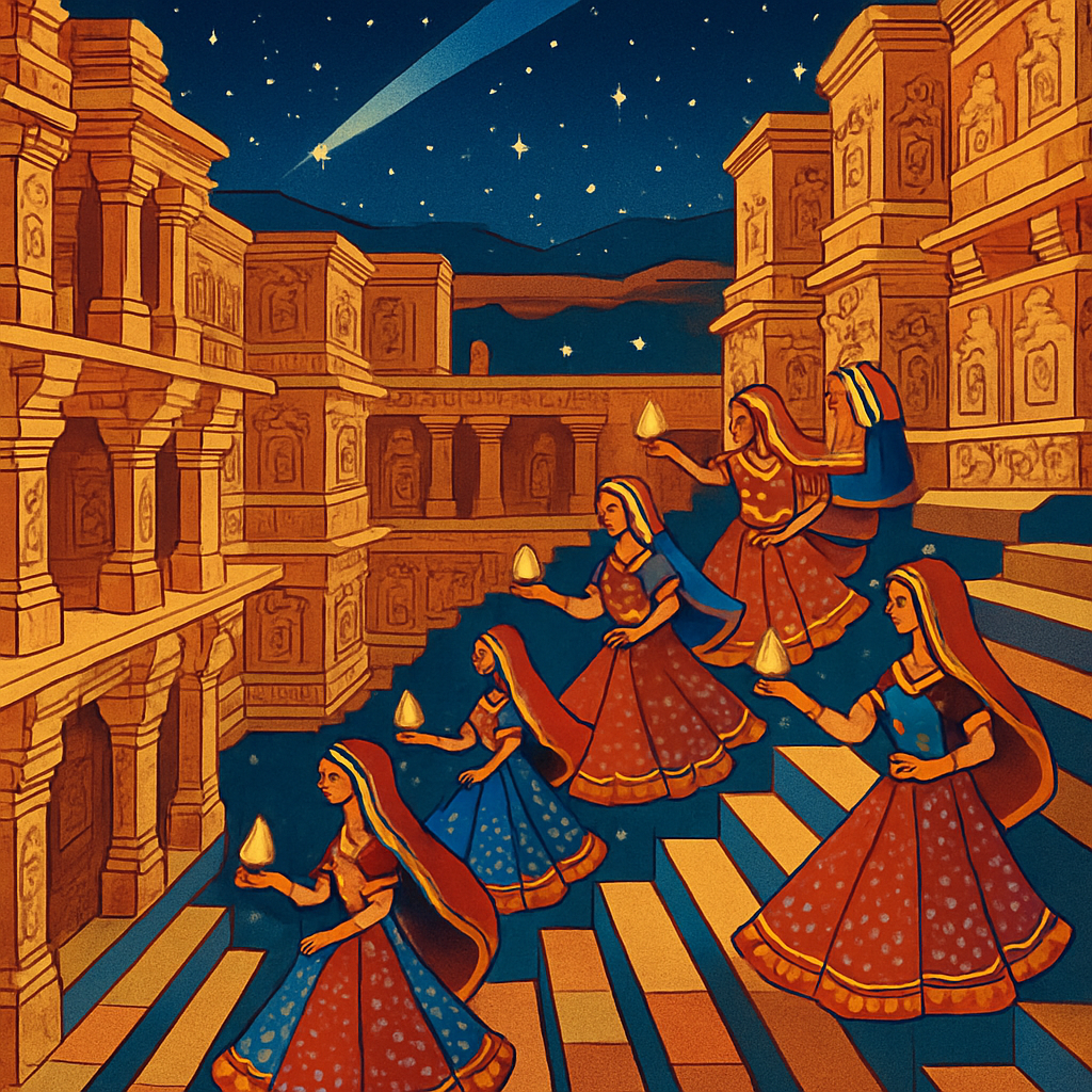 Stepwell Carnival In India Crafted Mosaic paint by color