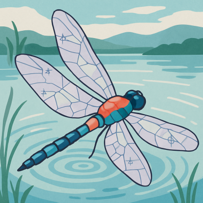Wind Map With Dragonfly Skimmer painting number kit