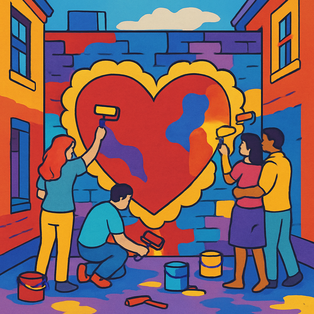 Street Mural Painting Valentines Day Project DIY paint by numbers